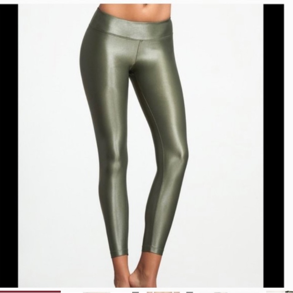 Moral Lustrous Olive Green Legging Shine